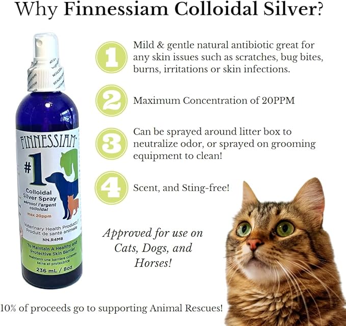 Colloidal Silver Wound and Skin Care Spray for Dogs Cats Horses, Safe to use Around Eyes, Cuts, Scratches, Burns - 8 oz