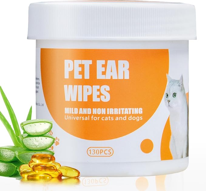 Dog Ear Cleaner Wipes,Ear Wipes for Dogs and Cats,Debris - Soothes & Relieves Ear Itching,All Natural Ingredients - 130 Count.