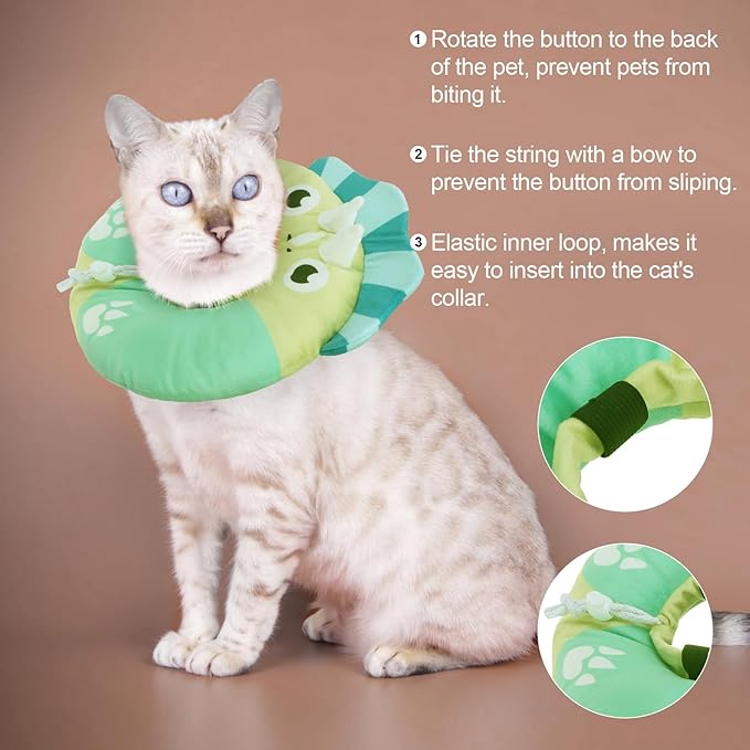 BEAUTYZOO Cat Cone, Adjustable Cat Cone Collar Soft, Cat Recovery E Collars After Surgery to Stop Licking, Protective Cat Neck Cone Alternative Donut Collar Cute Pillow for Cats Kitten Small Dogs