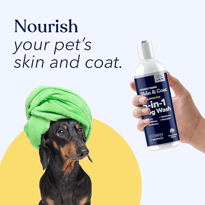 Honest Paws Dog Shampoo and Conditioner - Premium Dog Wash for Allergies and Dry, Itchy, Moisturizing for Sensitive Skin - Sulfate Free, Plant Based, All Natural - 2 Pack