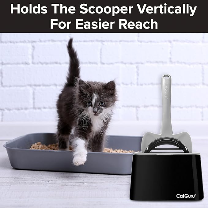 CatGuru Premium Cat Litter Scoop Holder, Scooper Caddy, Scoop Stand Pairs with Any Cat Litter Box and Fits Most Cat Litter Scoops (Black)