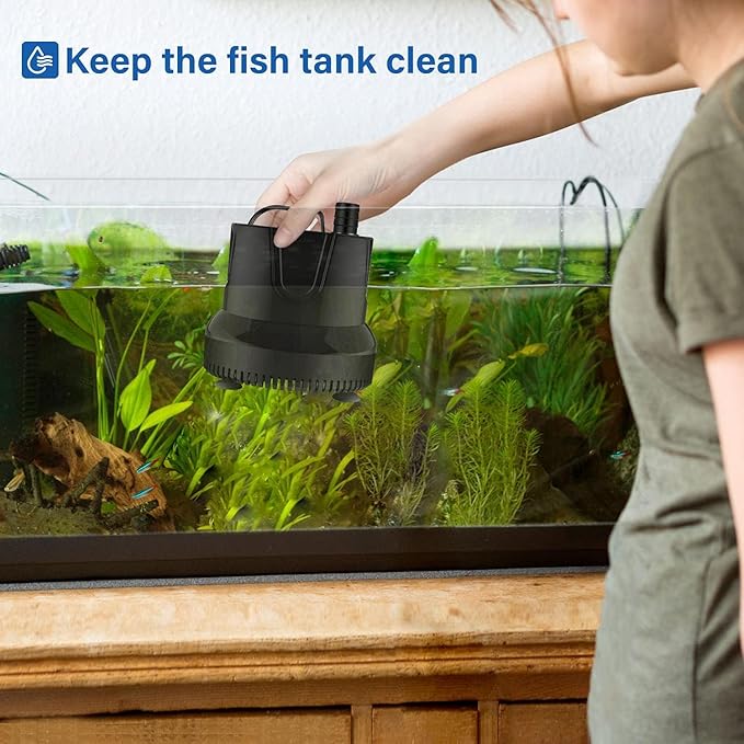 Simple Deluxe 1056GPH 85W Bottom Suction Water Table Pump (4000L/H) with 3 Nozzles for Fish Tank, Pond, Aquarium, Hydroponics, Black