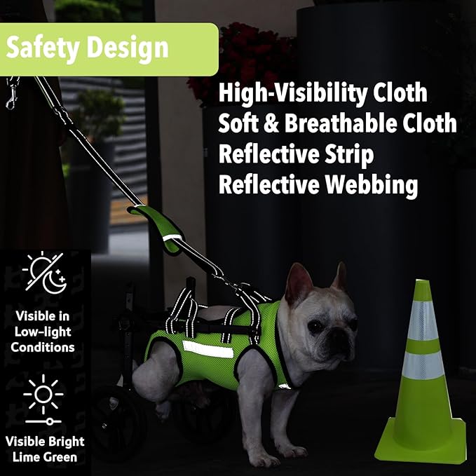 𝑵𝑬𝑾 Adjustable Dog Wheelchair With High-visibility Clothing, Dog Leash, Sling Lift Dog Wheelchair for Back Legs, Max 6 Pound, Wheelchair for paralyzed Injured Lame Disabled Handicapped Dogs -XS