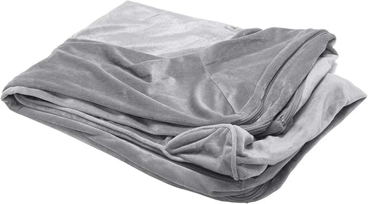 Furhaven Replacement Dog Bed Cover Faux Fur & Velvet Sofa-Style, Machine Washable - Smoke Gray, Large