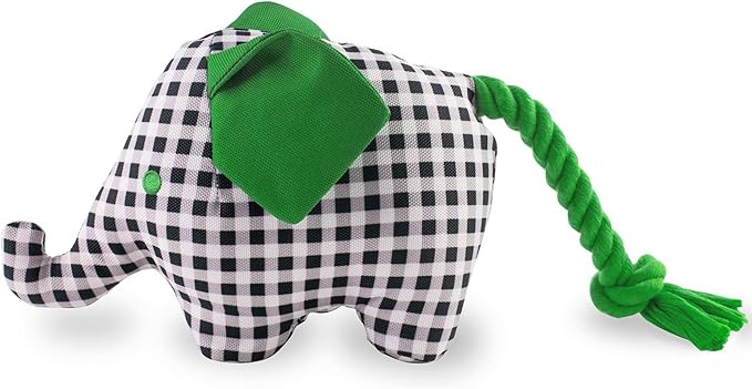 Kate Spade New York Dog Toy Rope with Squeaker and Crinkle Material, Gingham Elephant Tug Toy, Cute Dog Toy with Soft Durable Fabric, Pet Toy for Small Medium Large Breeds, Elephant