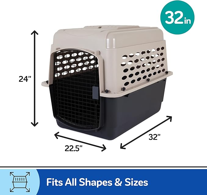 Petmate Vari Dog Kennel 32", Taupe & Black, Portable Dog Crate for Pets 30-50lbs, Made in USA