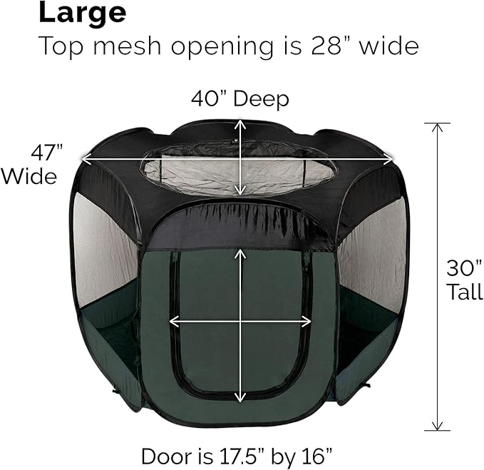 Furhaven Pop Up Playpen Pet Tent Playground - Hunter Green, Large