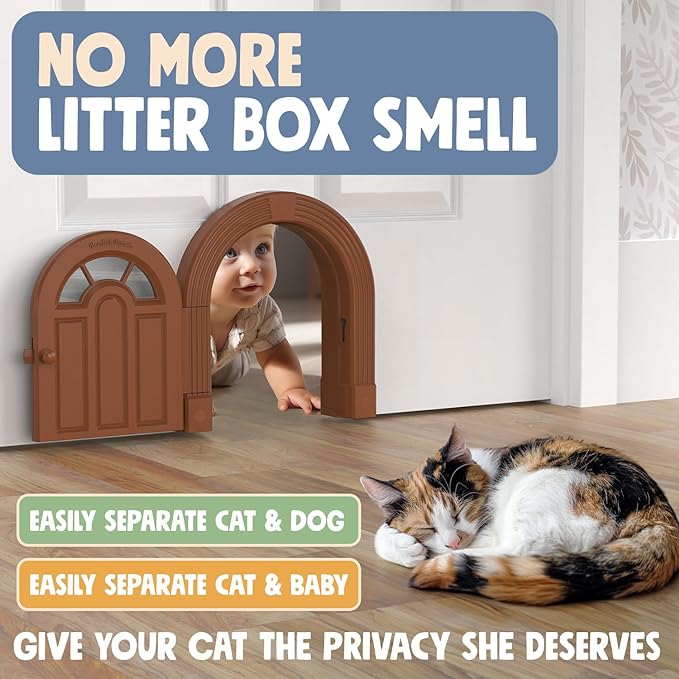 Cat Door Interior Door - Meow Manor Extra Large Pet Door, 10.25 x 11 No-Flap Cat Door Interior Door for Cats up to 30 lbs, Easy DIY Setup, Secured Installation in Minutes, No Training Needed