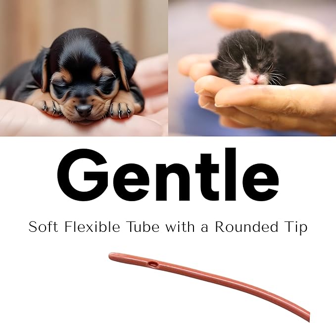 Tube Feeding Kit for Puppies Kittens Includes Kendall Puppy Feeding Tube 5 French and 12 Ml Syringe for Fading Puppy Support Whelping Kit or Baby Kitten Supplies (5 FR)