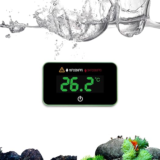 AquarMiracle Digital Aquarium Thermometer Fish Tank Thermometer Touch Screen Thermometer with LCD Display for Fish, Amphibians and Reptiles