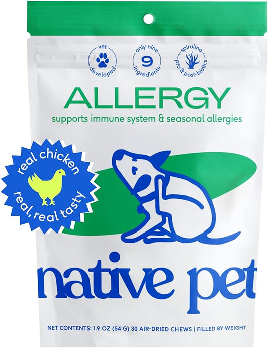 Native Pet Dog Allergy Chews – Natural Dog Skin Allergies Treatment – Anti Itch for Dogs - Dog Allergy Relief – Itch Relief & Allergy Support for Dogs – Dog Probiotics for Itchy Skin - 30 Chews