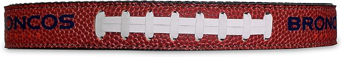Pets First Tough Leather Pet Collar NFL Denver Broncos Premium Dog Collar, Limited Edition, Size Medium. Best & Strongest Heavy-Duty Dog Collar!, Medium (16-20"" Long & 1"" Wide) (DEN-3081-MD)