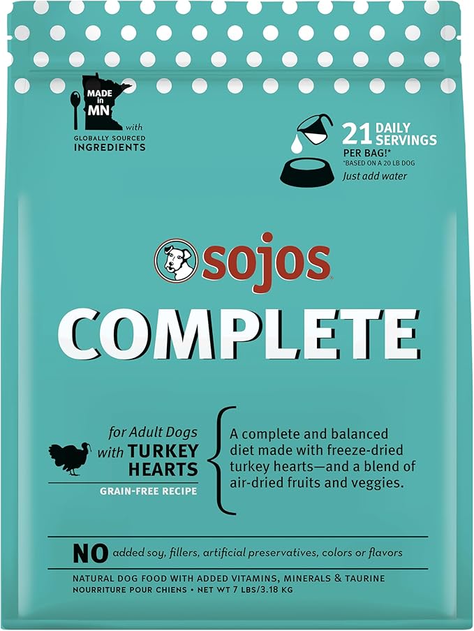 Sojos Complete Turkey Recipe Adult Grain-Free Freeze-Dried Raw Dog Food, 7 Pound Bag