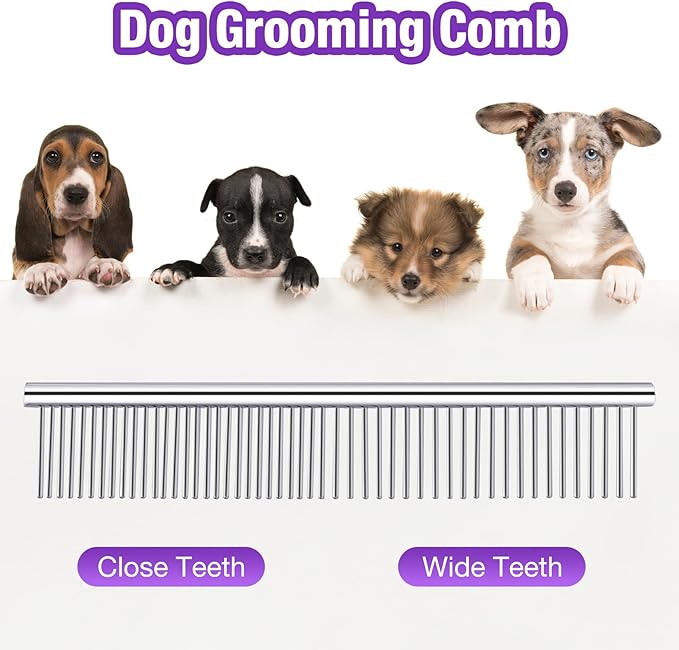 Professional Dog Grooming Scissors with Safety Round Tips, 3 in 1 Dog Grooming Scissors Kit, 4CR Stainless Steel Pet Grooming Shears for Dog, Cat,Sharp and Sturdy, Purple