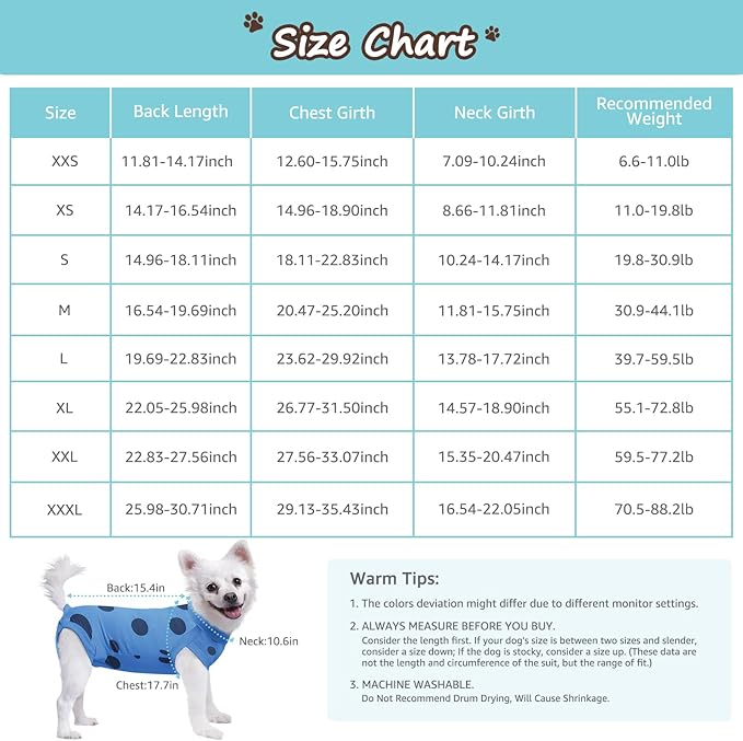 Dog Recovery Suit, Professional Dog Surgery Suit Post Spay, Neuter, Abdominal Surgical Suit for Male Female Dogs Can Pee, Prevent Licking Soft Breathable Cotton Covers Wound (Blue, X-Small)