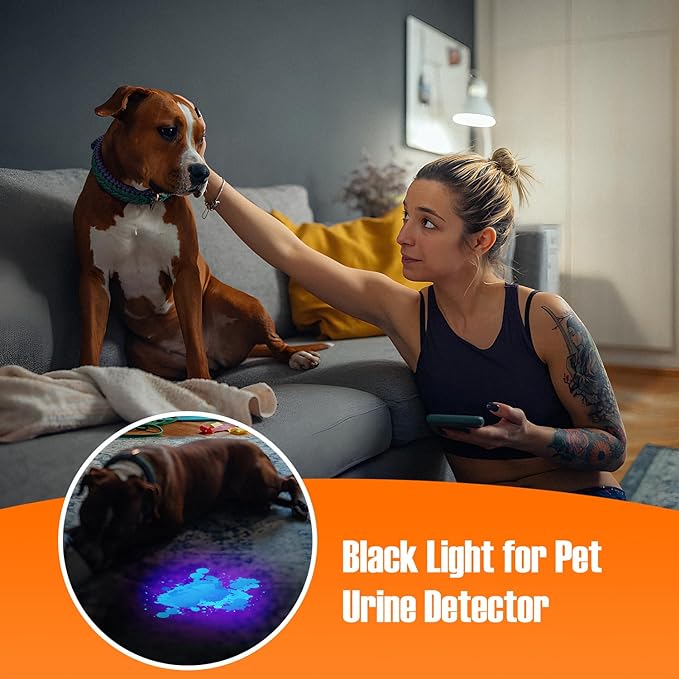 ESCOLITE Black Light Flashlight Mini, 385nM UV Flashlights for pet urine detection, Stickable Ultraviolet Blacklight Flashlight, Blue Light Flashlight UV Light for Dry Stains(Battery Included)