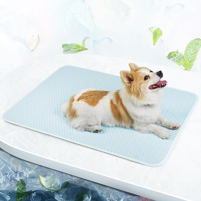Mora Pets Dog Cooling Mat Breathable Cooling Pad for Dog Cats Washable Pet Cooling Mat for Indoor Outdoor Pets with Non-Slip Bottom 40x28 inch Light Blue Extra Large