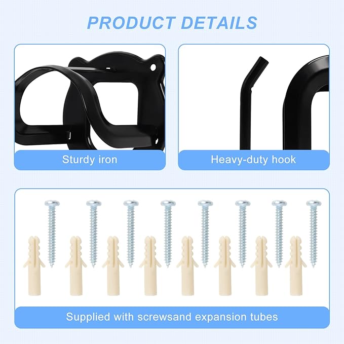 12 Counts Horse Bridle Rack, Bridle Bracket Bridle Hooks with Tubes and Screw, Horse Tack Storage Halter Hanger Metal Bridle Holder for Tack Room,Horse Blanket Rack,Bridle Holder Wall Mount