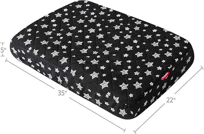 Dog Bed Covers Replacement Washable Pet Hair Easy to Remove, Waterproof Dog Bed Covers Noiseless Quilted, Pet Bed Cover Lovely Black Star Print, Puppy Bed Cover 22x35 Inches, for Dog/ Cat, Cover Only