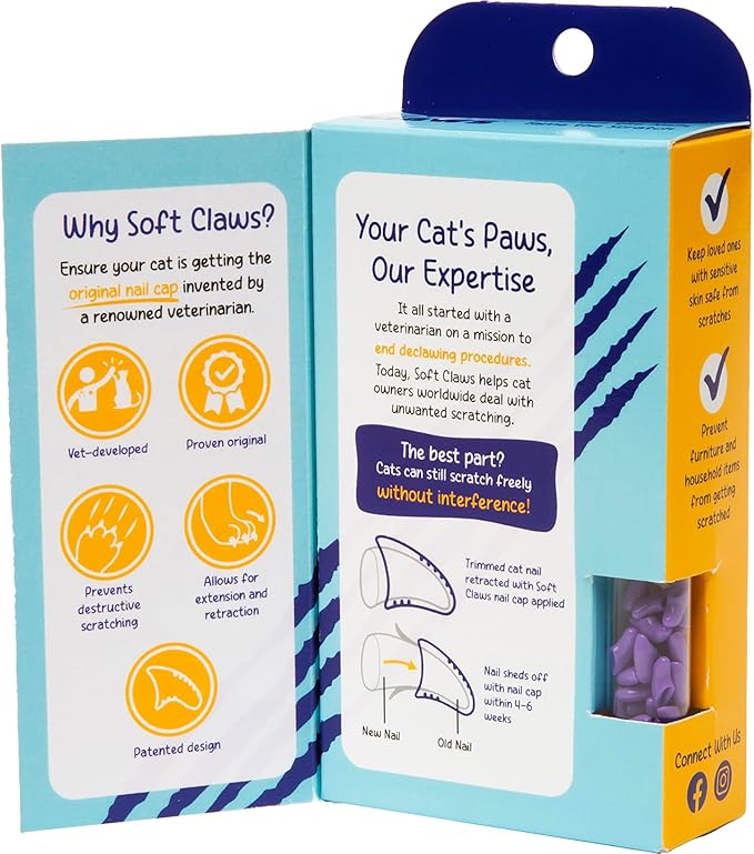 Soft Claws Safe Scratch-Free Solution for Cats - CLS (Cleat Lock System), Size: Large, Color: Purple