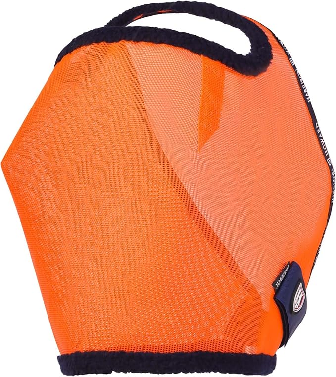 Harrison Howard All Round Mesh Horse Fly Mask UV Protective with Fleece Padded Edging Vibrant Orange L