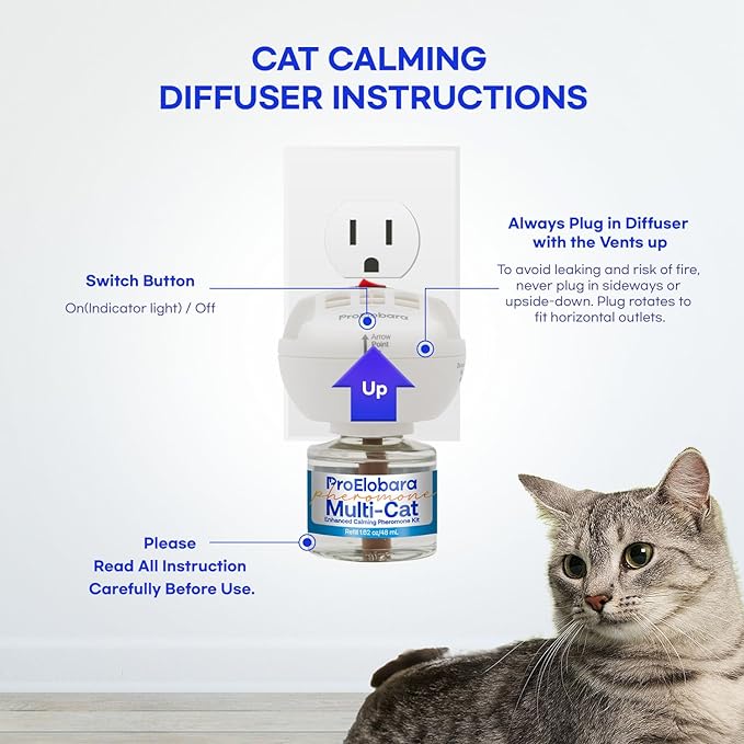 Cat Calming Pheromone Diffuser: Cat Calming Pheromones Diffusers for Multicat - Reduces Stress and Anxiety with Calming Pheromones - Helps Control Bad Behavior with Calm Pheromone 1 Pack/60 Day Supply