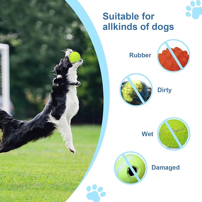 Ball Launcher for Dogs, Automatic Dog Ball Launcher with 12 Tennis Ball, Interactive Dog Toys Pet Ball Indoor Outdoor Thrower Machine (Blue Automatic Tennis Ball)