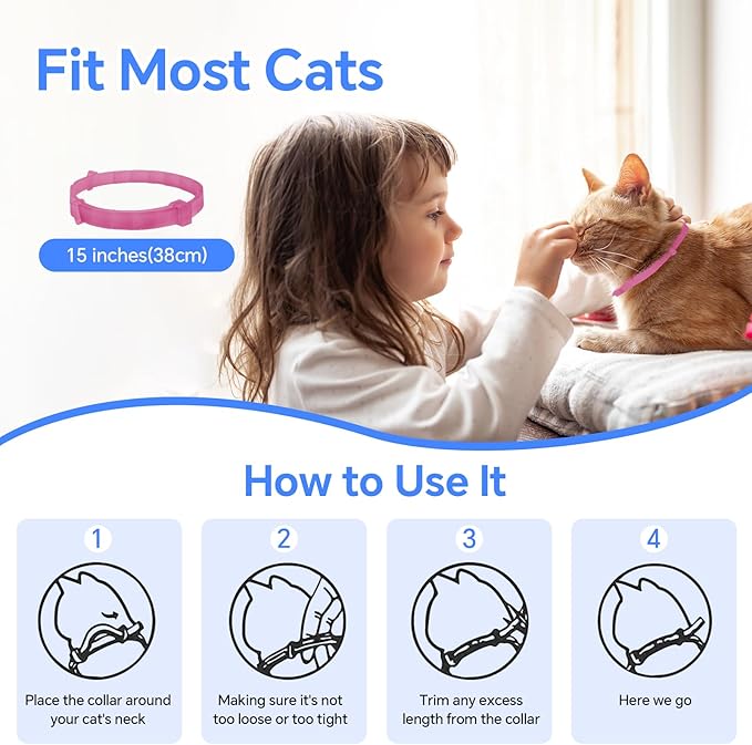 4 Packs Calming Collar for Cats Glow in The Dark, Cat Calming Collar Anti Anxiety Aggression Stress Pheromone Collar for Cats with 60 Days Long-Lasting Effect, Adjustable for Most Cat