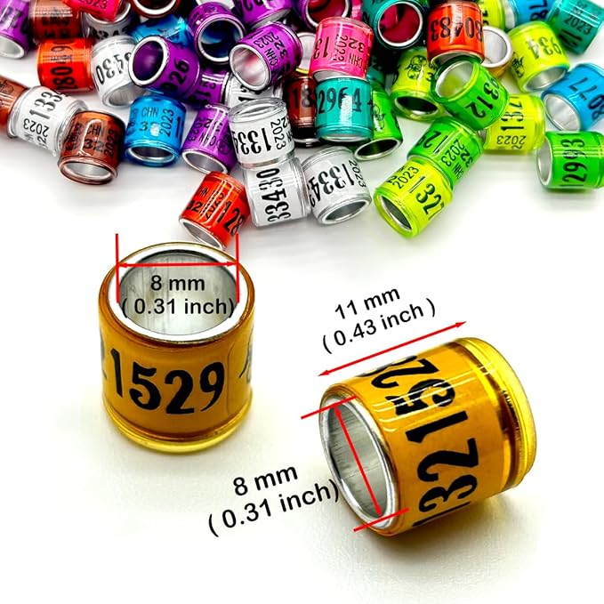 100Pcs Aluminium Pigeon Leg Rings | Dove Identify Band | 2024 Multicolor Training Birds Foot Ring