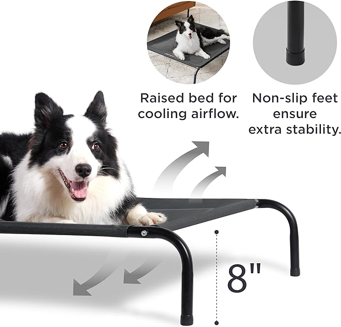 Bedsure XL Elevated Outdoor Dog Bed - Raised Dog Cots Beds for Extra Large Dogs, Portable Indoor & Outdoor Pet Hammock Bed with Skid-Resistant Feet, Frame with Breathable Mesh