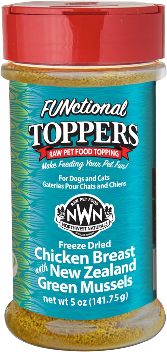 Northwest Naturals Freeze-Dried Chicken Breast with Green Lipped Mussels - Functional Topper - for Dogs and Cats - Healthy, Limited Ingredients, Human Grade, All Natural - 5 Oz (Packaging May Vary)