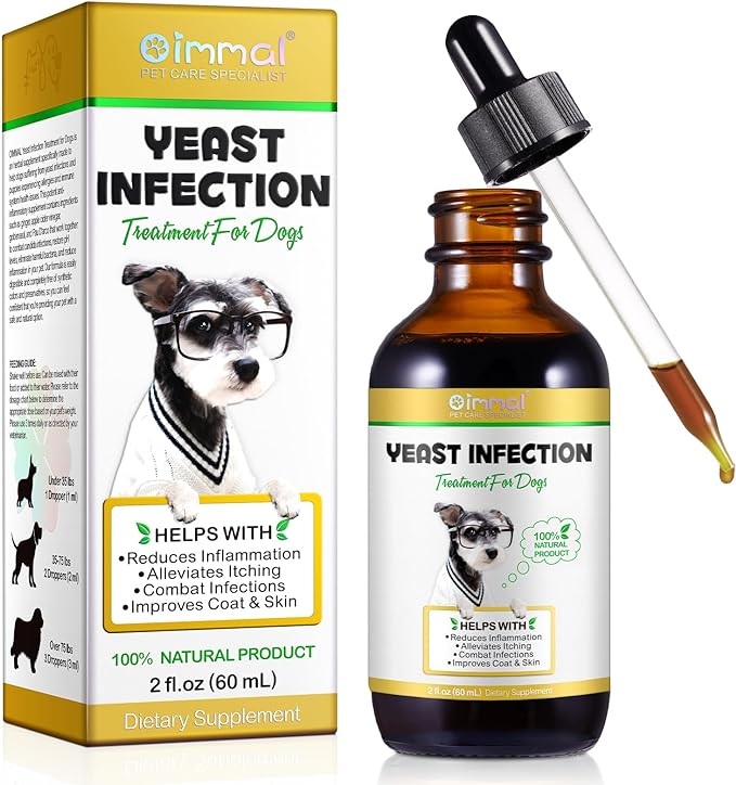 Yeast Infection Treatment for Dogs (2 fl oz), Natural Yeast Treatment for Dogs, Supports Healthy Itch Relief, Dog Allergy Relief, Alleviates Itching, Improves Coat & Skin, Dog Herbal Supplement