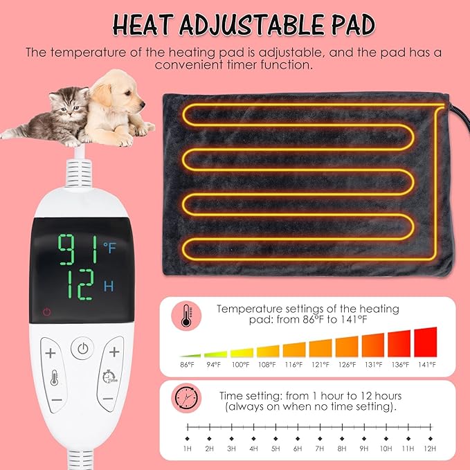 Puppy Incubator with Heating Pad, Pet Dog Incubator for Puppies Kitten Incubator with Temperature Control Incubator for Kittens Dogs Chicks Goslings Bunnies Birds Reptiles (55L)