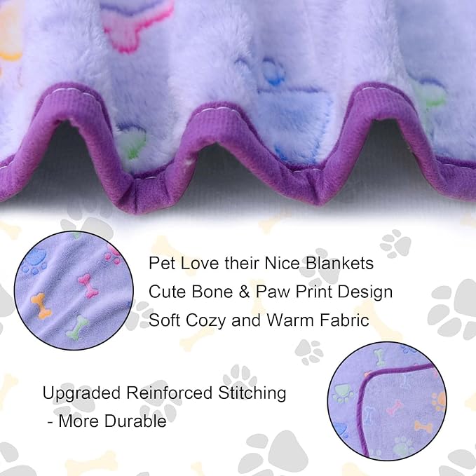 Dog Blankets for Large Dogs,Cute Paw Print,Dog Blankets for Medium Dogs Washable,50" x 60" Pet Blankets for Dogs Bed,Kennel,Soft Dog Throw Blankets Waterproof （1 Pack Purple Dog Blanket ）