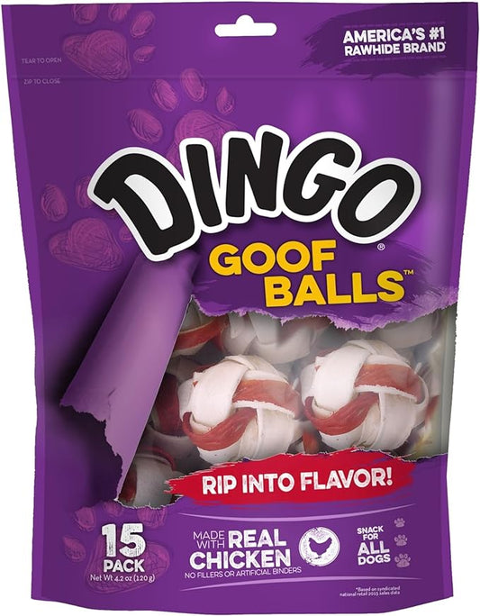 Dingo Goofballs Chicken & Rawhide Chews For Dogs, 15 Count