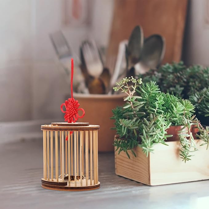 Wooden House Circular Grasshopper Cage Habitat Cricket Box Critter Breeding Cages Hanging Insert Cage for Grasshopper Crickets Small Pets