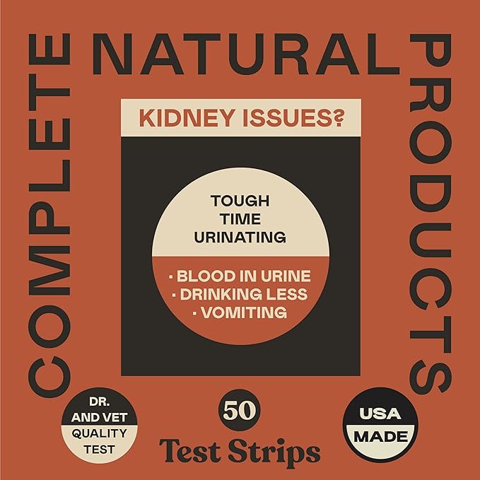 Complete Natural Products Kidney & Bladder Test Strips for Dogs, Cats, & Pets - 50 Count - 3 in 1 - Kidney & Bladder Test Strips for Pets