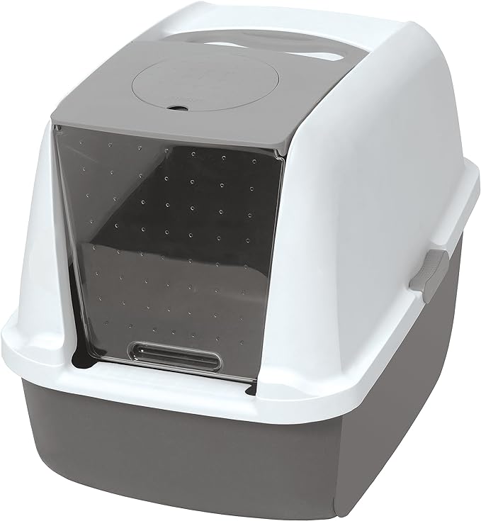Catit Hooded Cat Pan, Grey, (54.5L x 46H x 41.5W) cm [Product May Vary in Visual]