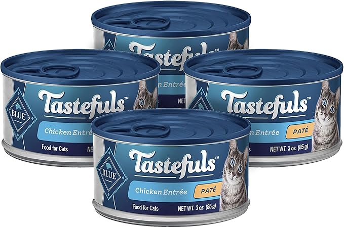 Blue Buffalo Tastefuls Natural Wet Cat Food Cans, Paté Style, Chicken Entrée 3-oz Cans (Pack of 4)