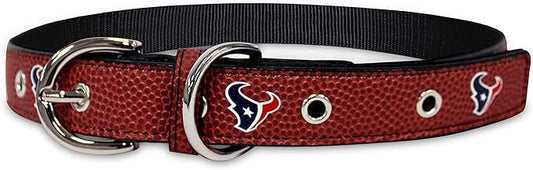 Pets First Tough Leather Pet Collar NFL Houston Texans Premium Dog Collar, Limited Edition, Size Large. Best & Strongest Heavy-Duty Dog Collar!, Large (20-29"" Long & 1"" Wide) (HOU-3081-LG)
