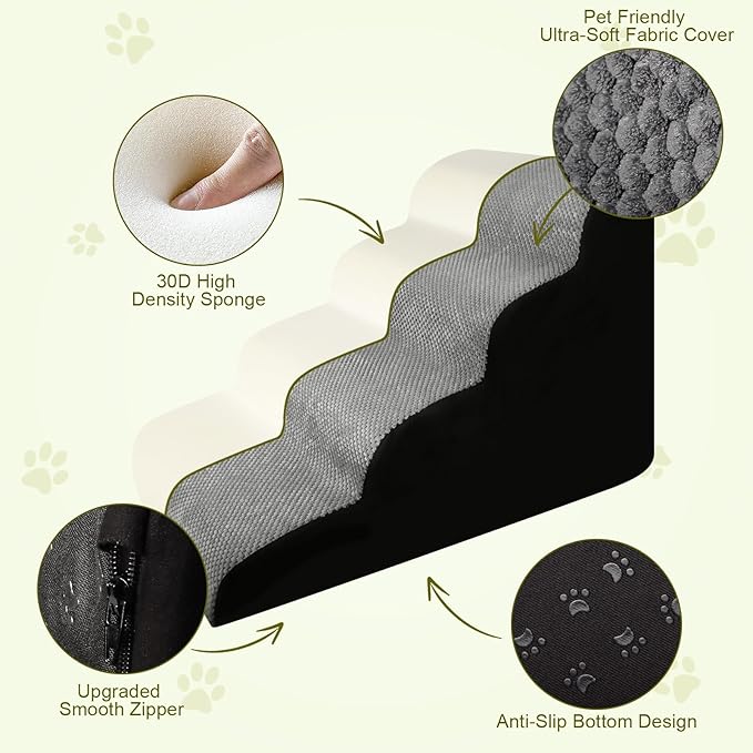 Storystore Dog Stairs for Small Dogs, 30D High-Density for Older or Injured Dogs - Dog Ramps and Steps for High Bed, Non-Slip Balanced Pet Stairs for Large Dog