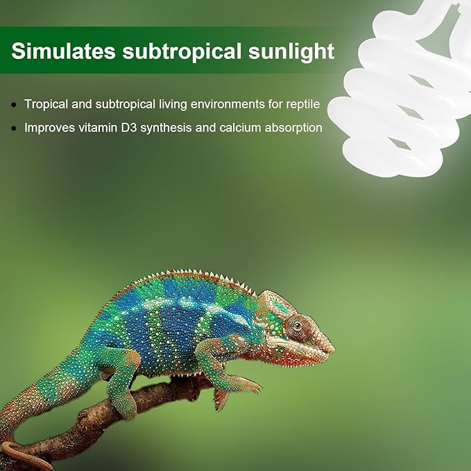 UVB Reptile Light Bulb 5.0 26W, UVA-UVB Bulbs for Reptiles Ideal for Rainforest Reptiles Bearded Dragons Lizard Tortoise Iguanas Chameleons Snake - 1 Pack