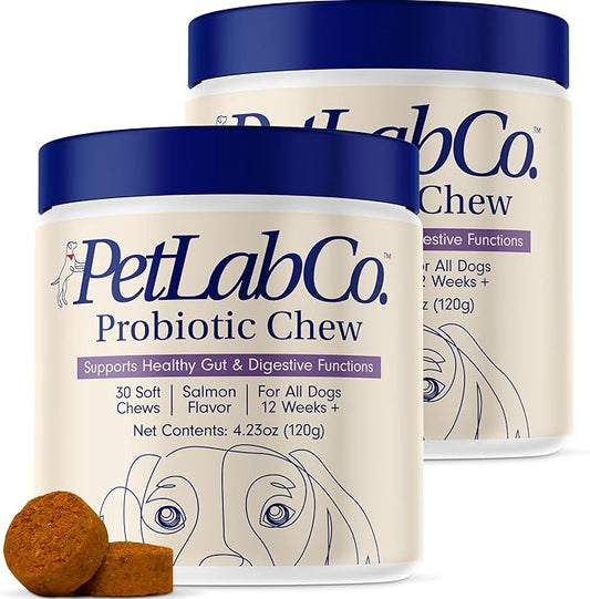 PetLab Co. Probiotics for Dogs, Support Gut Health, Diarrhea, Digestive Health & Seasonal Allergies - Salmon Flavor - 30 Soft Chews