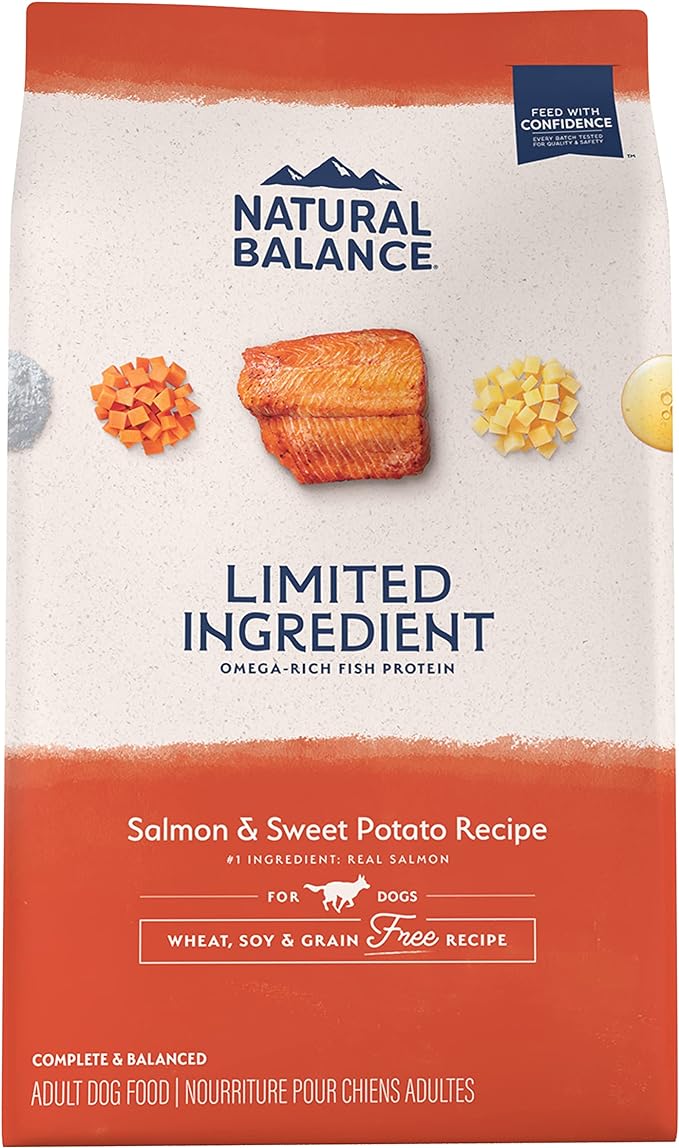 Natural Balance Limited Ingredient Adult Grain-Free Dry Dog Food, Salmon & Sweet Potato Recipe, 4 Pound (Pack of 1)