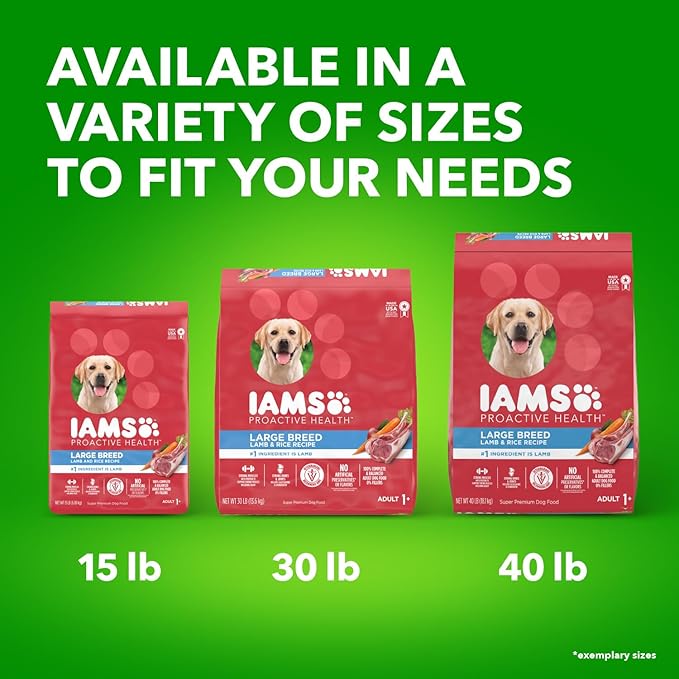 IAMS Large Breed Adult Dry Dog Food Lamb & Rice Recipe, 15 lb. Bag