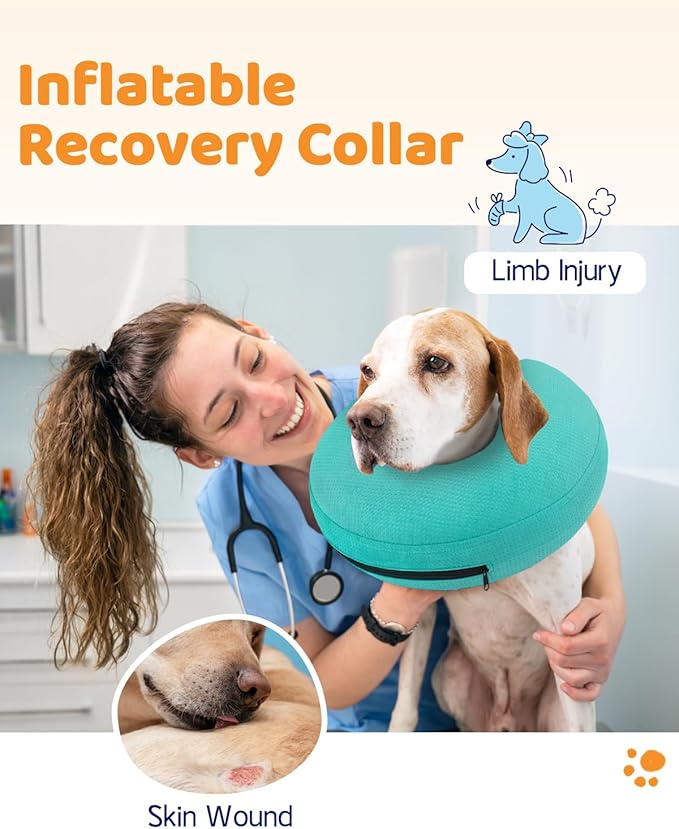 Supet Inflatable Dog Cone Collar Alternative After Surgery, Dog Donut Collar Recovery ECollar to Stop Licking, Soft Dog Cone for Small Medium Large Dogs