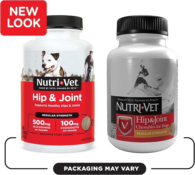 Nutri-Vet Hip & Joint Chewable Dog Supplements | Formulated with Glucosamine & Chondroitin for Dogs | 120 Count