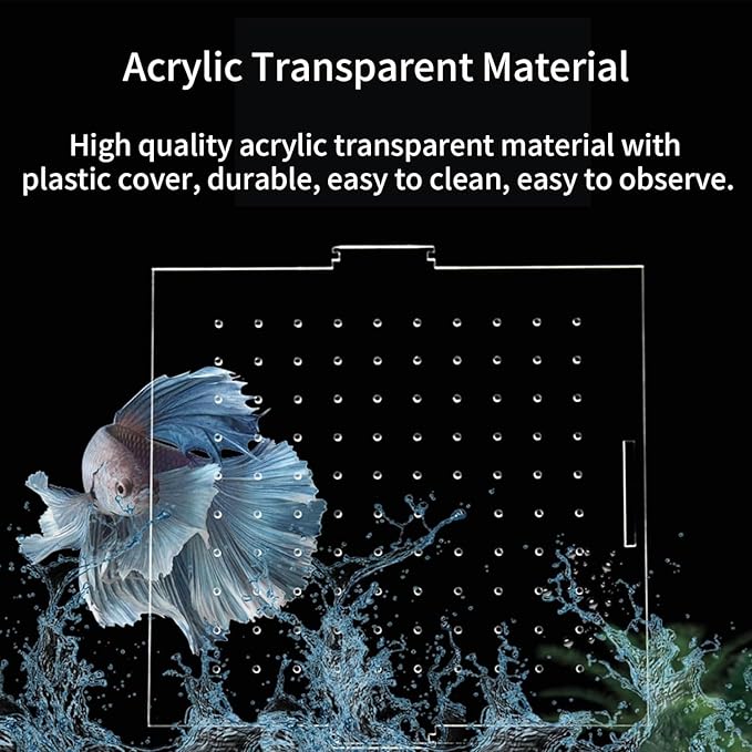 PENCK Fish Breeding Box for Aquarium, Acrylic Plastic Breeder Box for Fish Tank, Baby Snail Fish Shrimp Clownfish Nursery Container, Divider Hatchery Incubator Accessory - Small Hook Pattern 2 Grids