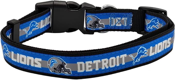 NFL PET Collar Detroit Lions Dog Collar, Large Football Team Collar for Dogs & Cats. A Shiny & Colorful Cat Collar & Dog Collar Licensed by The NFL