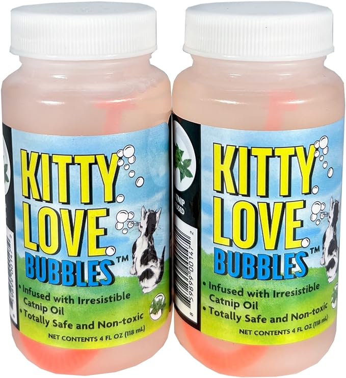 Kitty Love Bubbles, Catnip Scented Bubbles 4oz. Bottle-2 Pack for Cats